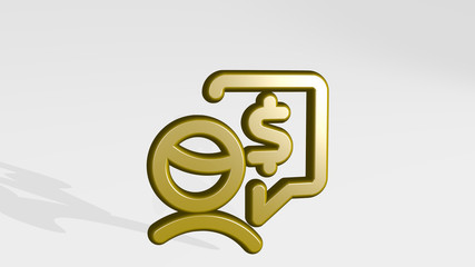 PROFILE MAN CASH MESSAGE 3D icon casting shadow, 3D illustration for background and portrait