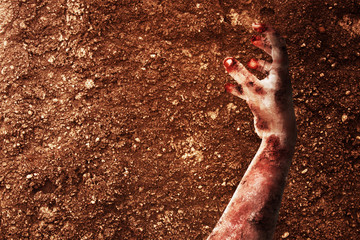 Zombies hand with blood and wound