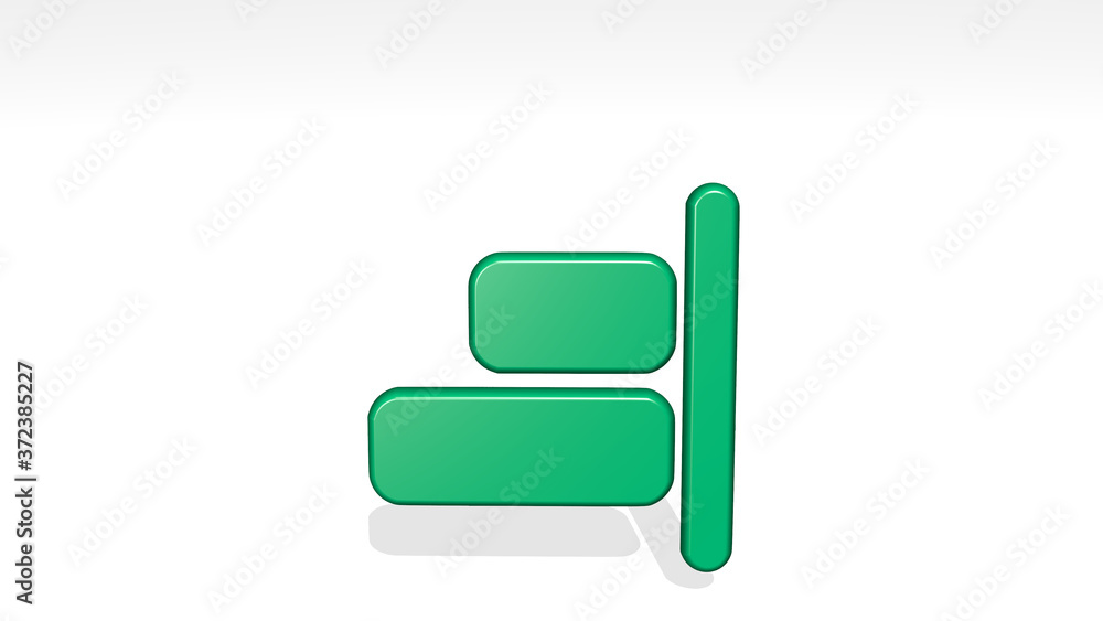 Poster align right 3d icon casting shadow, 3d illustration for background and alignment