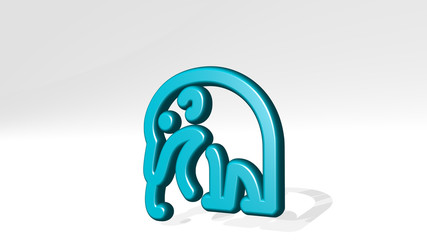 ANTEATER 3D icon casting shadow, 3D illustration for animal and giant