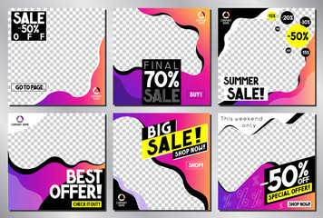 Social media advertisement - sale template - vector illustration