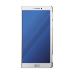 front view, realistic smartphone mockup of white color, on white background vector illustration design