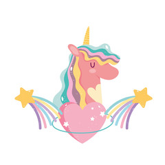 unicorn cartoon rainbow shooting stars decoration night dream
