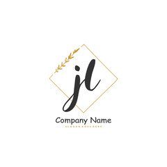 J L JL Initial handwriting and signature logo design with circle. Beautiful design handwritten logo for fashion, team, wedding, luxury logo.