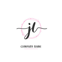 J L JL Initial handwriting and signature logo design with circle. Beautiful design handwritten logo for fashion, team, wedding, luxury logo.