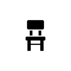 Wood Chair icon in black flat glyph, filled style isolated on white background