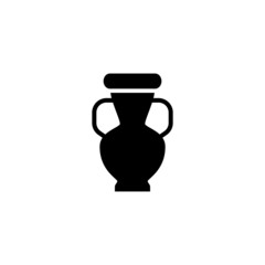 Ceramic vase icon in black flat glyph, filled style isolated on white background