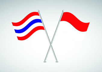 flag Thai and Indonesia wavy abstract background. Vector illustration.