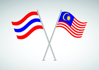 flag Thai and Malaysia wavy abstract background. Vector illustration.