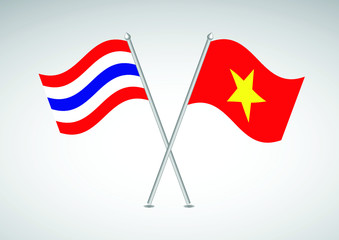 flag Thai and Vietnamr wavy abstract background. Vector illustration.