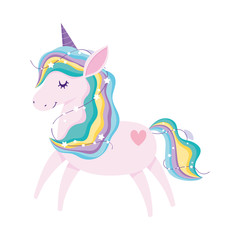 unicorn magic fantasy star cartoon isolated icon design white background