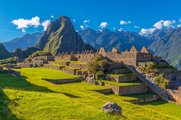 The lost city and Inca ruin Machu Picchu at sunset, Cusco, Peru.