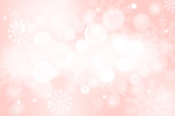 Pink pastel abstract background with white bokeh stars snowflakes blurred beautiful shiny light, use illustration card weeding Valentine Christmas new year wallpaper backdrop and texture your product.
