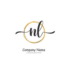 N L NL Initial handwriting and signature logo design with circle. Beautiful design handwritten logo for fashion, team, wedding, luxury logo.