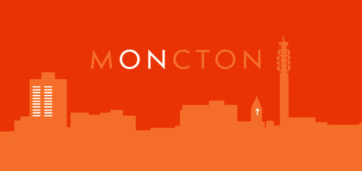 Vector skyline of Moncton city, New Brunswick, Canada