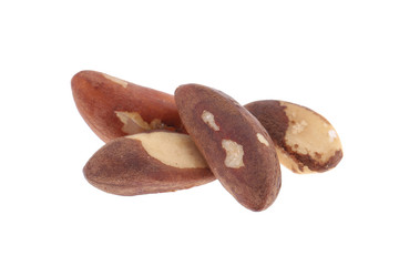 Brazil nuts isolated on white background closeup. Full depth of field