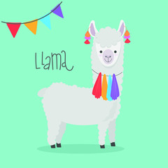 vector ilustration cute llama alpaca