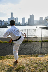 格闘技家　日本人、侍、シニア男性、空手家、武術家、柔道家、極真空手