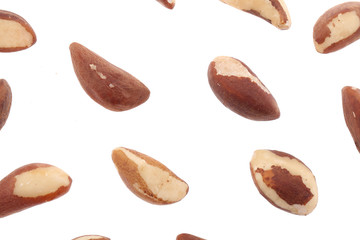 Brazil nuts isolated on white background closeup. Full depth of field