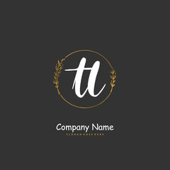T L TL Initial handwriting and signature logo design with circle. Beautiful design handwritten logo for fashion, team, wedding, luxury logo.