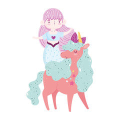 Fototapeta premium unicorn and mermaid dream cartoon