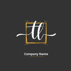 T L TL Initial handwriting and signature logo design with circle. Beautiful design handwritten logo for fashion, team, wedding, luxury logo.