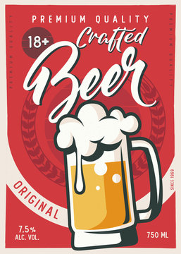Beer typography retro sign poster art for shop banner or signboard