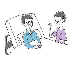 入院患者を見舞う家族