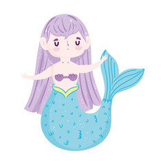 mermaid princess blue tail character cartoon isolated icon design white background