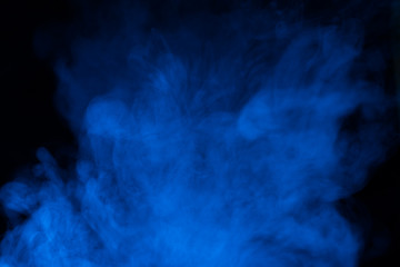 Blue steam on a black background.
