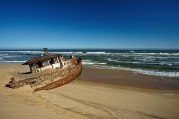 Shawnee shipwreck on the Skeleton Coast of Namibia, south west Africa.