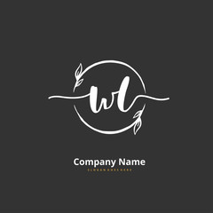 W L WL Initial handwriting and signature logo design with circle. Beautiful design handwritten logo for fashion, team, wedding, luxury logo.