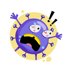 Shocked cartoon of Covid-19. Funny vector design of Coronavirus character