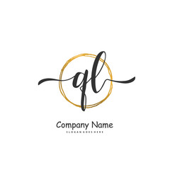 Q L QL Initial handwriting and signature logo design with circle. Beautiful design handwritten logo for fashion, team, wedding, luxury logo.