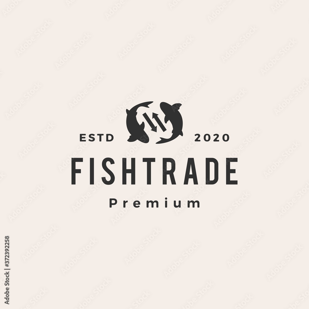 Wall mural fish trade hipster vintage logo vector icon illustration