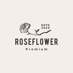 rose flower hipster vintage logo vector icon illustration