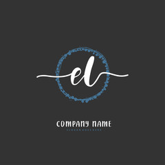 E L EL Initial handwriting and signature logo design with circle. Beautiful design handwritten logo for fashion, team, wedding, luxury logo.