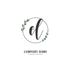 E L EL Initial handwriting and signature logo design with circle. Beautiful design handwritten logo for fashion, team, wedding, luxury logo.