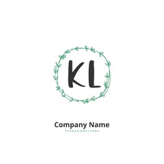 K L KL Initial handwriting and signature logo design with circle. Beautiful design handwritten logo for fashion, team, wedding, luxury logo.