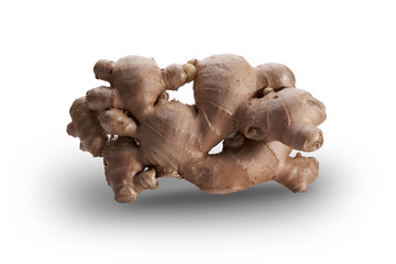 ginger root with clipping path on white background