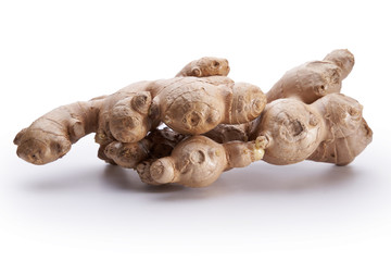 ginger root with clipping path on white background