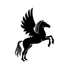 Fototapeta na wymiar Horse with wings isolated pegasus. Vector mythical animal, stallion tattoo heraldic silhouette