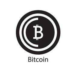 Bitcoin btc icon black vector illustration