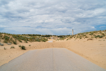 Fototapeta na wymiar Playa faro de Trafalgar en Andalucia