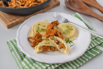home made Italian ravioli with fresh roasted chanterelles
