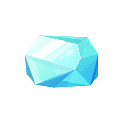 Jewelry blue aquamarine stone isolated gem. Vector faceted emerald gemstone, beryl mineral