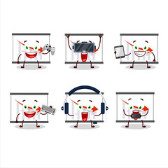 Chart going down cartoon character are playing games with various cute emoticons