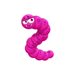 Virus bacteria in shape of pink worm with eyes isolated cartoon monster. Vector bacterial infection, comic dangerous germ with eyes and mouth. Human or animal microbe, amoeba bacteria microorganism
