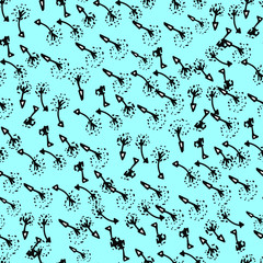 Pattern with wild, summer flowers. Dandelion flower. Background for children and adults with gentle airy dandelion. Dandelion seeds. For textiles, wallpaper, packaging. hand graphics