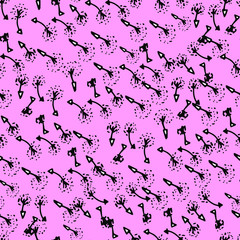 Pattern with wild, summer flowers. Dandelion flower. Background for children and adults with gentle airy dandelion. Dandelion seeds. For textiles, wallpaper, packaging. hand graphics